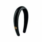 Opaska skórzana czarna Balmain z monogramem